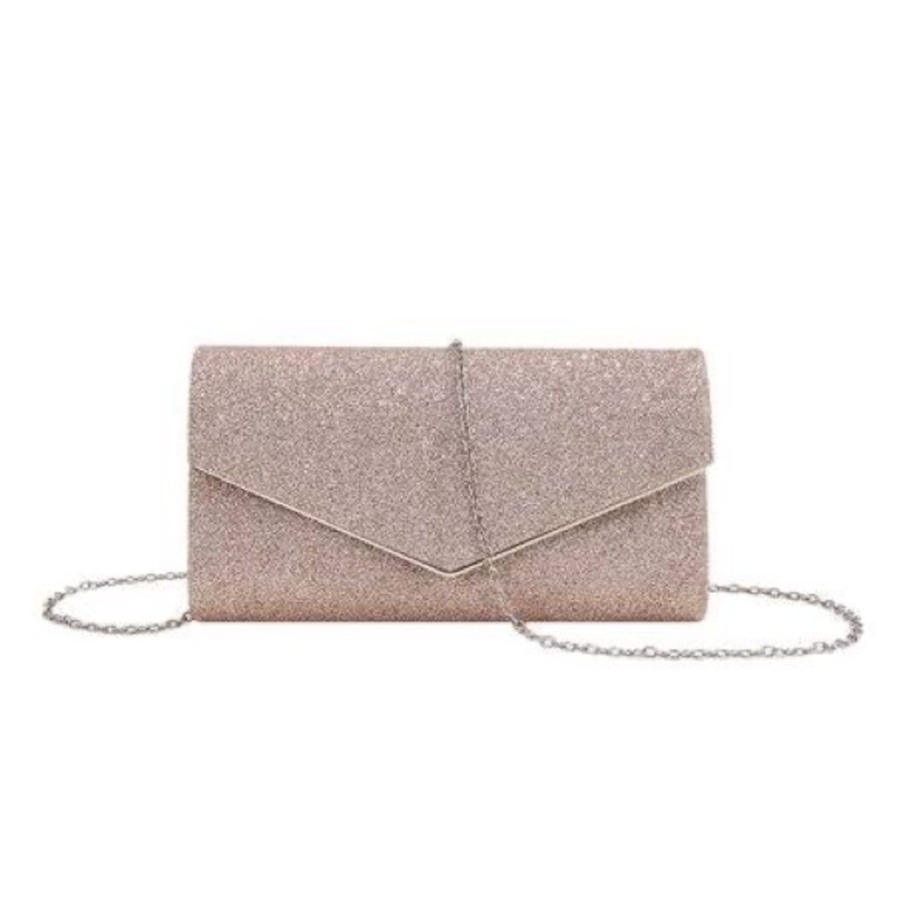 Dasien champagne sparkle clutch chained crossbody